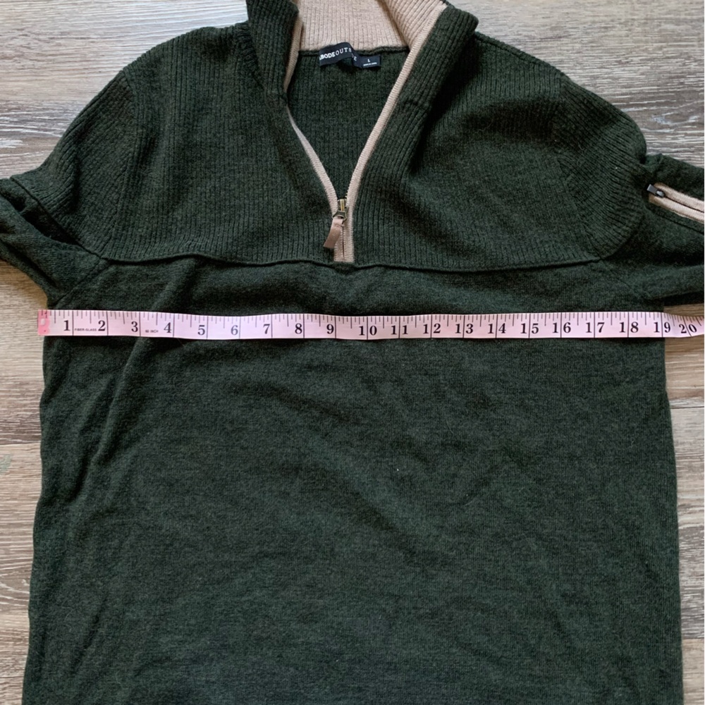 Abode Outside Campfire 100% Merino Wool Quarter Zip Forest Green L View 5